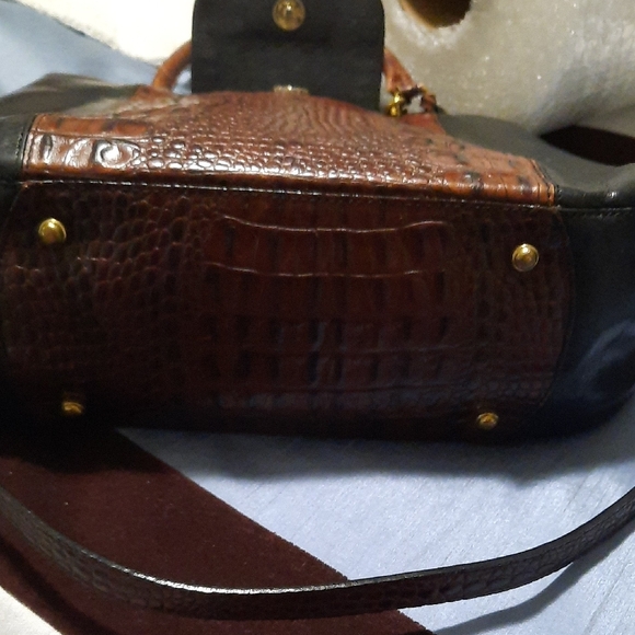 Brahmin Black and Brown Croc-Embossed Satchel - Picture 3 of 9